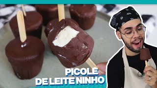 PICOLÃ‰ DE LEITE NINHO COM CASQUINHA DE CHOCOLATE CASEIRO  FEITO NO COPINHO DESCARTÃVEL [upl. by Shieh]