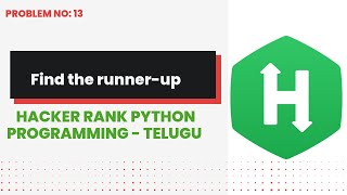 Find the Runner Up Score 13  Hackerrank  Python Programming  Telugu [upl. by Anwat369]