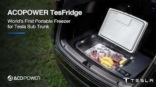 ACOPower Launches TesFridge the Worlds First Portable Freezer for Tesla Sub Trunk [upl. by Eseyt]