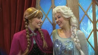 Anna and Elsa quotFrozenquot meetandgreet in Norway at Epcot in Walt Disney World [upl. by Uzia]