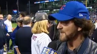 Cubs fan Eddie Vedder reacts to World Series win [upl. by Ahsatel]