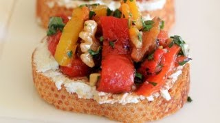 Roasted Pepper And Goat Cheese Crostini  A Clean amp Delicious® Party Recipe [upl. by Caputto]