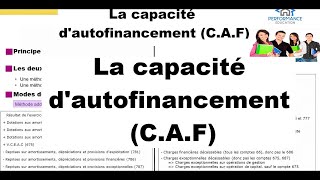 La CAF Partie 2  lAutofinancement et lintérêt de la CAF [upl. by Einaffyt]