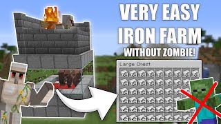 Minecraft Easy IRON FARM Without a Zombie  Tutorial 119 [upl. by Alhak512]