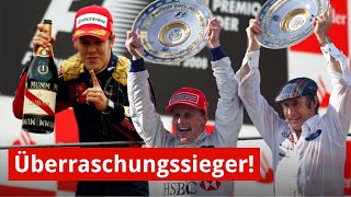 Die größten Überraschungssieger der Formel 1 seit 1996 [upl. by Liw]