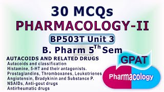 Pharmacology 2 BP503T MCQ Unit 3 B Pharm 5th Sem 3rd year [upl. by Jodee]