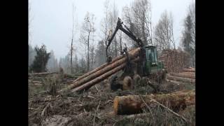 chantier forestier n°3 JD 1710d  pince de débardage [upl. by Rayshell]