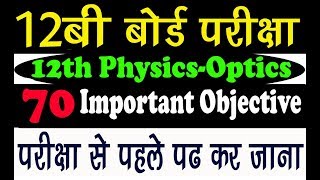 12th PHYSICS IMPORTANT GUESS OBJECTIVE QUESTIONS  OPTICS FOR BOARD EXAM [upl. by Darwin290]