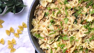 Ground Beef BowTie Pasta Recipe  Easy Farfalle Pasta  Sooper Food [upl. by Ilek]