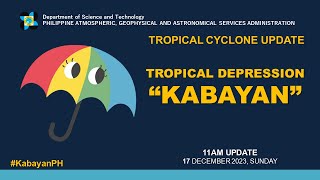 Press Briefing Tropical Depression quotKabayanPHquot  11AM Update December 17 2023  Sunday [upl. by Dacy]