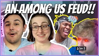 Sidemen  KSI vs TOMMYINNIT FIGHT on AMONG US  Eli and Jaclyn REACTION [upl. by Esele]