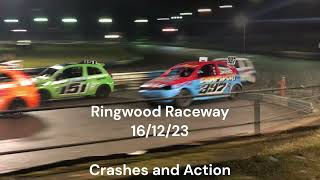 Ringwood Raceway 161223  Crashes and Action [upl. by Yenmor23]