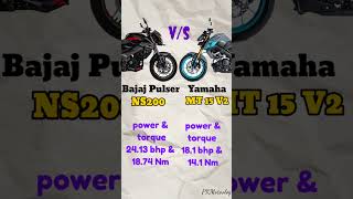 Bajaj Pulsar NS200 vs Yamaha MT 15 V2 Full Comparison🥰ns200 mt15 r15 ytshorts ns400 ns160 [upl. by Neyuq]