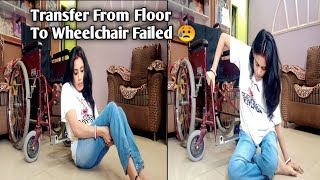 Quadriplegic  Transfer From Ground To Wheelchair Failed  handicap life jaba spinalcordinjury [upl. by Lilahk]