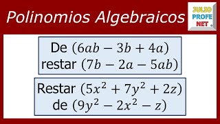 RESTA DE POLINOMIOS  Ejercicios 1 y 2 [upl. by Allenaj101]