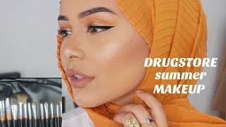 ORANGE FULL SUMMER Drugstore Makeup amp Affordable Brushes TUTORIAL [upl. by Laure]