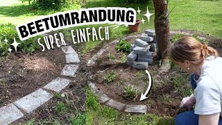 Beeteinfassung mit Stein ohne Beton  super easy amp günstig 🪴  Mähkante  Garten Ideen [upl. by Anirba668]