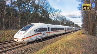 Rail traffic and 200 kmh Hanover  Hamburg  Germany ICE highspeed trains 4K [upl. by Niras]