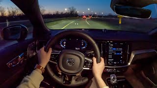 2023 Volvo S60 Recharge Ultimate  POV Night Drive Binaural Audio [upl. by Sokairyk]