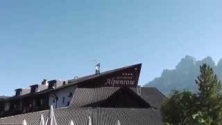 Sporthotel Alpenrose mit Blick auf Rotwand Berg der Dolomiten [upl. by Eimerej889]