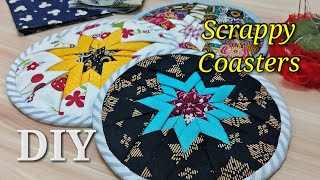 DIY Folded Star Coasters  Fabric Scraps Idea ∥ DIY折叠星形杯垫  碎布利用 [upl. by Ahseel]