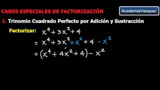 Factorización Trinomio Cuadrado Perfecto por Adición y Sustracción [upl. by Enowtna]