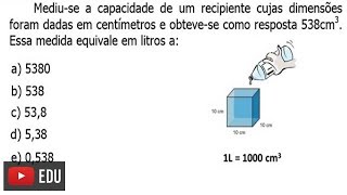 Exercício de Conversão de Centímetros Cúbicos em Litros [upl. by Novehs596]