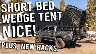 Tacoma Roof Rack Bed Rack Tent Updates  Short Bed  Wedge Tent  No Problem 2024 Tacoma Updates [upl. by Adlanor]