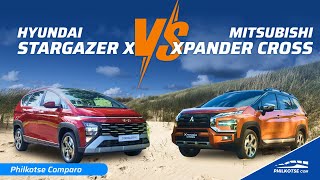 HYUNDAI STARGAZER X vs MITSUBISHI XPANDER CROSS  Philkotse Spec Check [upl. by Aihsemaj]