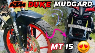 KTM Duke Mudguard In MT 15 😍😍 How To Install ⚙️🛠️ [upl. by Atiniv]