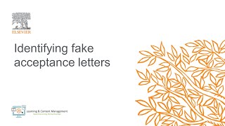 Elsevier Identifying fake acceptance letters [upl. by Daveen]