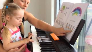 Piano Lesson with 3yo toddler Tutorial how to use Piano Games Books by Natasha Mikhaylova [upl. by Corrina]