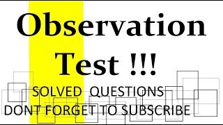 OBSERVATION TEST WITH TRICKS GET SOLVED 30 Q IN 5 MINUTE [upl. by Josefina]