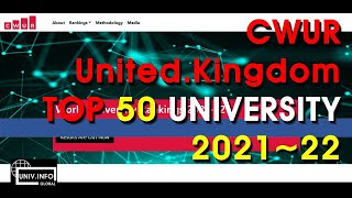 2022 CWUR UNIVERSITY TOP 50 in U K [upl. by Refinne]