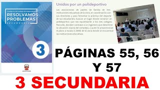 RESOLVAMOS PROBLEMAS 3 SECUNDARIA RESUELTO PAGINA 55 56 Y 57 MATEMATICA [upl. by Roley905]