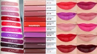 Trying out 9 Maybelline SuperStay Matte Ink Lipsticks [upl. by Chong]