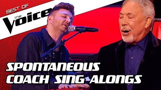 TOP 10  SURPRISE Coach SING ALONGS during the Blind Auditions in The Voice [upl. by Arek588]