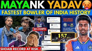 Mayank Yadav 157kmph🥵 Debut vs BAN  Fastest Bowler of IND History  Shoaib Record at risk [upl. by Fortna418]