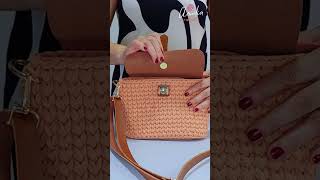 Bolsa Fio de Malha Com Couro crochet croche fiodemalha [upl. by Laved]