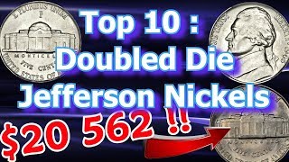 Top 10 Jefferson Nickel Doubled Die Varieties List Worth Money [upl. by Tnecillim930]