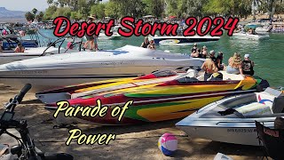 Desert Storm 2024 Parade of Power Big Boats in Lake Havasu lakehavasu boats desertstorm boatshow [upl. by Nrol]