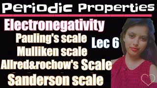 Lec6 periodic properties electronegativity paulings scale mulliken allred rochow  Sanderson [upl. by Nalaf819]