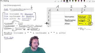 VBA Basic 7 sub und Übergabe von Zellenwerten [upl. by Wolfgram]