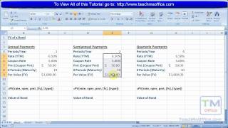 Excel Finance  Calculate the Present Value of a Bond with Semiannual or Quarterly Interest Payments [upl. by Nnylf975]