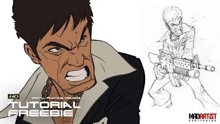 Digital Artist amp illustrator Patrick Brown Tutorial on how to draw amp paint Tony Montana of SCARFACE [upl. by Barcellona]