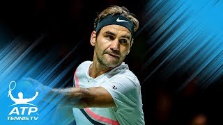 FUNNY Roger Federer calling own serve out  Rotterdam 2018 QuarterFinal [upl. by Patsy]