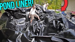 Installing Pond Liner Part 1 of 2 [upl. by Goulden]