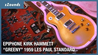 Epiphone Kirk Hammett quotGreenyquot 1959 Les Paul Standard Electric Guitar  zZounds [upl. by Neeleuqcaj]