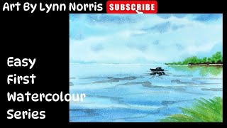 Lets Watercolour Paint  Super Easy Sky and Water Landscape [upl. by Clovis524]