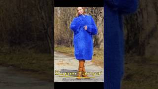 Long blue mohair cardigan by SuperTanya made to order knitwear [upl. by Moran]